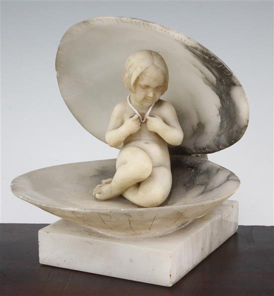 A late 19th century Italian carved alabaster model of a young girl, 9in.